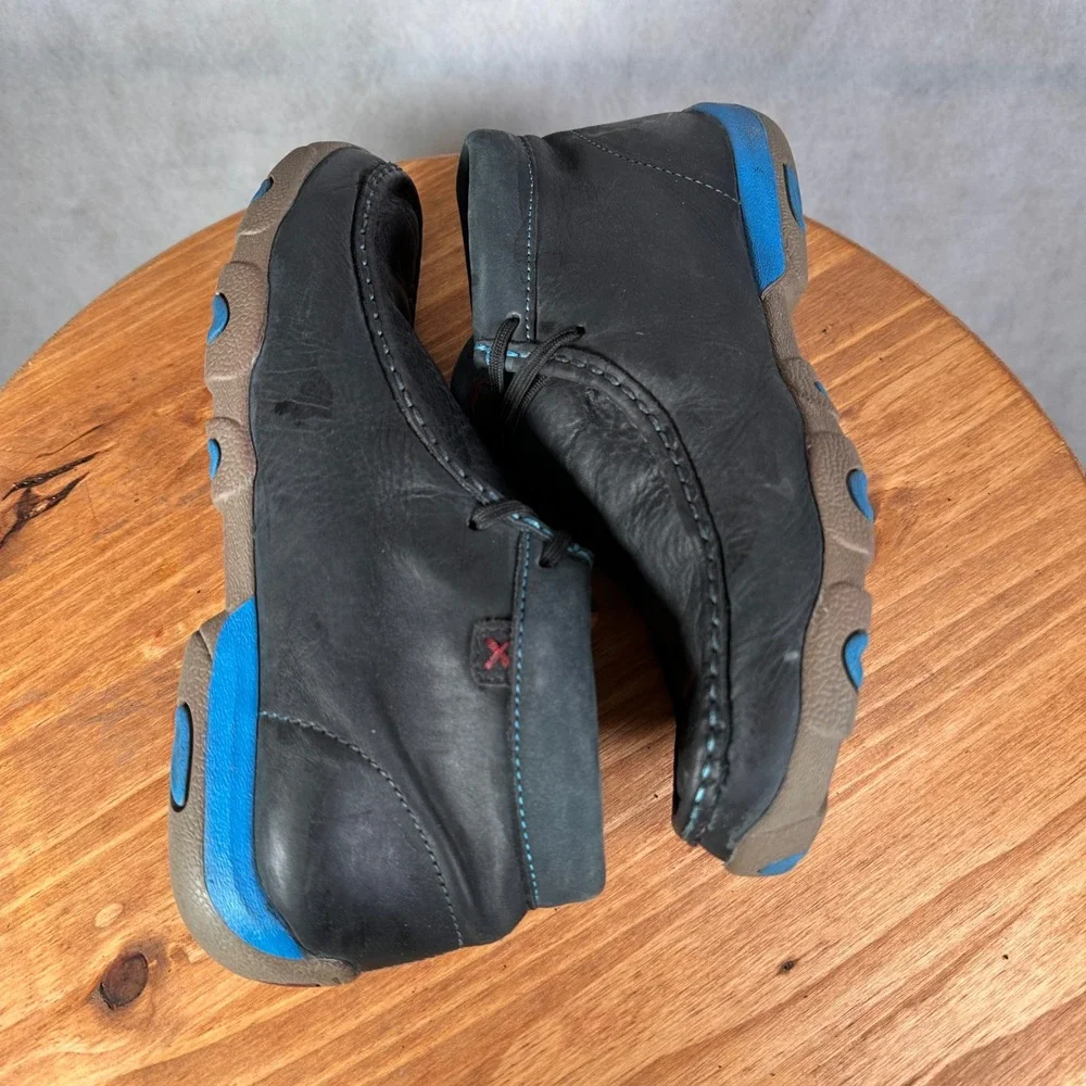 Twisted X Driving Mocs Mens 8M Black Blue Leather Chukka Boots WDM0033 Good